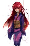  ginko_(sekainoowari) japanese_clothes kimono long_hair obi red_eyes red_hair sash solo toono_akiha tsukihime vermillion_akiha 