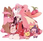  alternate_color beanie black_eyes black_hair boots bunny cherrim cherubi coat creature dress egg eyebrows flat_chest gen_4_pokemon hair_ornament happiny hat hikari_(pokemon) kneeling komasawa_(fmn-ppp) lickilicky long_hair looking_down lopunny mesprit mime_jr. open_mouth pink pink_eyes pink_footwear pink_hair pink_skin pokemon pokemon_(creature) pokemon_(game) pokemon_dppt pokemon_platinum purple_eyes red_dress scared scarf shiny_pokemon simple_background sitting smile thighhighs tongue tongue_out wariza white_background white_legwear winter_clothes yellow_eyes zettai_ryouiki 