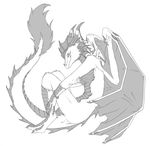 dragon female fur furred_dragon looking_at_viewer monochrome nude redraptor16 scales side_boob solo wings 