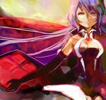  bare_shoulders black_bodysuit black_gloves bodysuit breasts cleavage cleavage_cutout closed_eyes collar elbow_gloves eyebrows_visible_through_hair gloves jewelry long_hair low_twintails medium_breasts moon outstretched_arms parted_lips pendant purple_hair senki_zesshou_symphogear skin_tight solo spread_arms swinery symphogear_pendant teeth twintails very_long_hair yukine_chris 