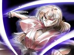  alternate_eye_color brown_hair himura_kenshin katana long_hair male_focus ponytail red_eyes rurouni_kenshin scar sketch solo sword tsuki_wani weapon 