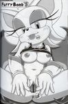  black_and_white breasts censored clothed clothing female furry_bomb gloves half-dressed mammal monochrome navel nipples partially_clothed pussy rouge_the_bat sega solo sonic_(series) spread_pussy spreading unknown_artist wings 