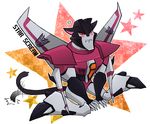  afterimage anger_vein animal_ears blush cat_ears cat_tail decepticon male_focus red_eyes robot shinzui_(fantasysky7) sitting solo starscream tail tears transformers transformers_animated wariza 