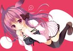  black_legwear bow casual hair_bow hair_ribbon original personification pleated_skirt purple_eyes purple_hair ribbon sakura_hanpen sea_slug shoes skirt solo spoken_sweatdrop sweatdrop tears tentacles thighhighs zettai_ryouiki 