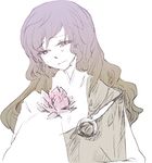  alternate_costume brown_hair crying eyebrows_visible_through_hair face flower goldenes_schaf_(artist) gradient_hair hijiri_byakuren holding holding_flower kesa long_hair long_sleeves lotus monk multicolored_hair o-ring purple_hair sad sketch sleeves_past_wrists solo tears touhou upper_body very_long_hair white_lotus white_skin 