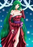  christmas dress goddess green_eyes green_hair highres kid_icarus kid_icarus_uprising kukua_(mosushi) long_hair nintendo palutena solo very_long_hair 