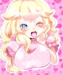  1girl blonde_hair blue_eyes breasts heart heart-shaped_pupils heart_shaped_pupils huge_breasts mario_(series) princess_peach super_mario_bros super_mario_bros. symbol-shaped_pupils yukimimi 