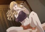  1girl black_eyes blonde_hair bouncing_breasts breasts cleavage clothed_sex drill_hair girl_on_top hair_over_one_eye impossible_clothes kyabakurabakufu large_breasts legs long_hair looking_down lying midriff navel oriana_thomason oriana_thompson raw_sex sarong sex sitting sitting_on_person thighs to_aru_majutsu_no_index tongue tongue_out tubetop vaginal 