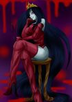  1girl 36met19 adventure_time black_hair blood boots breasts crown fang high_heel_boots high_heels huge_breasts long_hair marceline marceline_abadeer red_eyes thigh_boots thighhighs vampire very_long_hair 