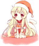  1girl blonde_hair brown_eyes christmas colette_brunel collet_brunel ribbon santa_costume tales_of_(series) tales_of_symphonia 