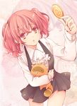 :&lt; candy food holding inu_x_boku_ss leaf lollipop pika_mouse pink_eyes pink_hair roromiya_karuta school_uniform swirl_lollipop tanuki twintails watanuki_banri 