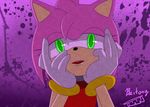  blaze-baitong blood blood_splatter face furry gloves green_eyes hands_on_own_cheeks hands_on_own_face looking_at_viewer open_mouth parody ringed_eyes signature solo sonic_the_hedgehog teeth upper_body yandere_trance 