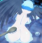  ass back blue_hair female highres nanael nude queen&#039;s_blade queen's_blade short_hair solo water wings 