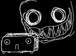  black_background creepy fright frown horror kobold_thief looking_at_viewer monochrome monster nightmare_fuel not_furry null0010 o_o plain_background teeth terror toaster what 