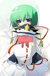  bangs blue_eyes green_hair oka_(bananashoe) shiki_eiki solo touhou 