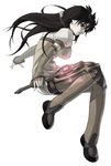  black_hair detached_sleeves druaga_no_tou kaaya long_hair solo wand you2 