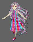  abe_tomomi bad_id bad_pixiv_id long_hair multicolored_hair original patterned patterned_hair red_eyes smile solo 
