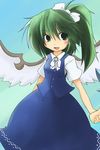  216 bad_id bad_pixiv_id blue_dress bow daiyousei dress green_eyes green_hair hair_bow holding_hands open_mouth out_of_frame side_ponytail solo_focus touhou vest wings 