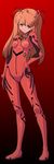  annoyed arm_at_side bangs black_background bodysuit bracer breasts closed_mouth eyebrows_visible_through_hair frown fugetsu_taku full_body gloves gradient gradient_background hand_on_hip headgear highres hips legs_apart long_hair long_image looking_at_viewer neon_genesis_evangelion number orange_hair parted_bangs pilot_suit plugsuit purple_eyes red_background red_bodysuit shiny shiny_clothes small_breasts solo souryuu_asuka_langley standing straight_hair tall_image turtleneck two_side_up v-shaped_eyebrows 