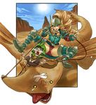  armor bandages blue_eyes brown_hair cat cephadrome drill_hair facial_hair flying glasses helmet long_hair melynx mimonel monster monster_hunter multiple_riders mustache panties pantyshot riding tears tongue tongue_out underwear 