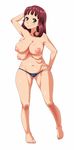  artist_request blush breasts brown_hair comfycushion female green_eyes large_breasts multi_breast mutant nipples nude solo topless 