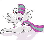  athletic bloss blossomforth_(mlp) cutie_mark equine female feral flexible friendship_is_magic hasbro horse looking_at_viewer mammal my_little_pony pegasus plain_background pony presenting pussy solo stretching tongue unknown_artist white_background wings 
