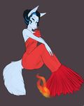  black_hair blue blue_eyes blue_hair canine crossdressing cute dress feminine girly hair male mammal seductive solo the_hunger_games tristan_euclase 