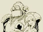  android bad_id bad_pixiv_id kotoyama long_hair monochrome rightot robot rockman rockman_(classic) roll smile 