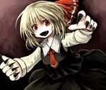  bad_id bad_pixiv_id blonde_hair dress fangs fingernails open_mouth red_eyes revision rumia sharp_fingernails short_hair solo touhou wasabi_karasi 