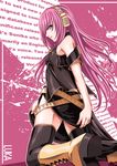  blue_eyes boots knee_boots long_hair megurine_luka pink_hair skirt solo sumi_(joker) thighhighs vocaloid 