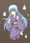  blue_hair japanese_clothes kimono kouji_(campus_life) long_hair purple_hair solo uehara_hinako zettai_reiiki 