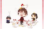  2boys bird chibi chick chicken eating giving_up_the_ghost ice ice_cube iwasaki_ryuuji multiple_boys sakurada_hiromu sakuragi-haruhi super_sentai tokumei_sentai_go-busters usami_youko 