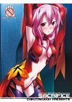  armpits arms_up bad_id bad_pixiv_id bdsm black_legwear blush bondage bound center_opening chikugen_shiina cover cover_page detached_sleeves doujin_cover guilty_crown hair_tubes long_hair looking_at_viewer navel open_mouth pink_hair rating red_eyes solo thighhighs yuzuriha_inori 
