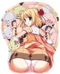  apple apple_o_archer armor arrow ass ass_mousepad food fruit gauntlets knight_(ragnarok_online) looking_back mousepad odawara_hakone open_mouth panties pauldrons ragnarok_online short_hair solo tears top-down_bottom-up underwear 