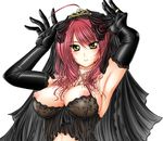  alternate_color armpits blush breasts bridal_veil cleavage copyright_request covered_nipples dress formal gloves jewelry large_breasts long_hair nipples otone red_hair see-through smile solo underwear veil wedding_dress 