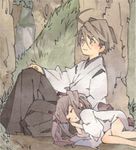  boy female girl horiguchi_yukiko lovelove lovers lowres original shiromizakana sleeping water_color 