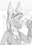  balls canine collar ear_piercing fishnet_shirt jackal macro male mammal mawshot micro nude piercing sheath tongue twink vorarephilia vore wolf 