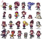  animal_ears bicycle braid broom brown_hair cat_ears cat_tail demon_girl faceless frog full_body ghost ground_vehicle hat horns lowres madotsuki pantyhose pixel_art poop severed_head tail thefrybat towel traffic_light transparent_background twin_braids twintails umbrella witch witch_hat yume_nikki 