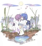  dochibi horiguchi_yukiko kiss kissing original shiromizakana siblings twins water_color 