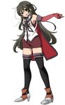  adult anise_tatlin bare_shoulders black_hair breasts brown_eyes cape detached_sleeves long_hair older shoes skirt tales_of_(series) tales_of_the_abyss thighhighs 