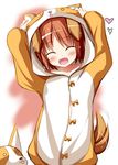  :d ^_^ animal_costume animal_ears borrowed_character brown_hair closed_eyes dog dog_costume dog_ears dog_tail fang meiko_(inuarashi) open_mouth original pajamas short_hair smile syroh tail 