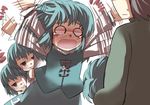  4girls blue_eyes blue_hair blush commentary faceless faceless_male family gaoo_(frpjx283) multiple_girls o_o open_mouth panicking red_eyes short_hair sweatdrop tatara_kogasa tears tongue tongue_out touhou waving_arms 