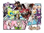  3girls absurdres aisha_(elsword) aisha_(elsword)_(cosplay) blade_master_(elsword) chung_seiker chung_seiker_(cosplay) code:_empress_(elsword) code:_nemesis_(elsword) copyright_name cosplay costume_switch deadly_chaser_(elsword) dual_persona elemental_master_(elsword) elsword elsword_(character) elsword_(character)_(cosplay) eve_(elsword) eve_(elsword)_(cosplay) grand_archer_(elsword) highres iron_paladin_(elsword) lord_knight_(elsword) multiple_boys multiple_girls purple_skirt purple_sleeves raven_(elsword) raven_(elsword)_(cosplay) reckless_fist_(elsword) rena_(elsword) rena_(elsword)_(cosplay) rune_slayer_(elsword) selcia skirt void_princess_(elsword) wind_sneaker_(elsword) 