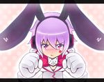  :t animal_ears bunny_ears cosmic_break dice gloves headset letterboxed pout purple_hair red_eyes renny_lop ribbon short_hair ska solo tears 