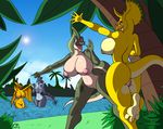  big_breasts breasts dinosaur excited female grope huge_breasts jungle nipples pterodactyl pussy sauropod scalie sky smile stegosaurus ticklishways toes tree triceratops wood zp92 