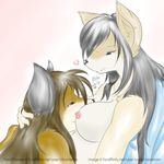  &lt;3 anthro breasts canine chromefox cuddling duo eye_contact female femchrome fluffy fox mammal metal-renamon nipples nuzzle wolf 