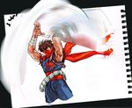  armpits arms_up brown_hair male_focus motion_blur muscle notebook scarf solo steven_mack strider_(video_game) strider_hiryuu sword weapon 