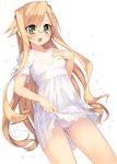  arima_senka blonde_hair blush bra glasses green_eyes kashiwamochi_yomogi lingerie long_hair open_mouth original panties see-through solo tsurime underwear wet white_panties 