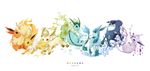  fire flareon forked_tail gen_1_pokemon gen_2_pokemon gen_4_pokemon glaceon jolteon kotori_(lycka) leaf leafeon long_image no_humans pokemon pokemon_(creature) rainbow_order simple_background tail umbreon vaporeon wide_image 