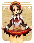  black_hair brown_eyes capcom guild_sweetheart hat monster_hunter monster_hunter_3 panties skirt skirt_lift underwear 